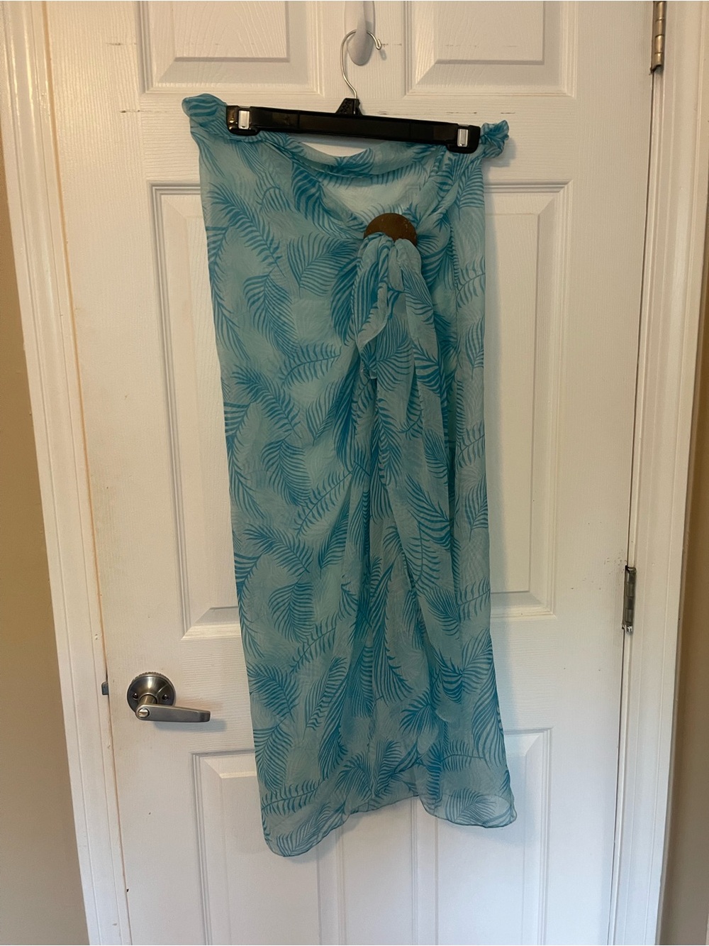Lightweight Teal Palm-Print Swim cover up skirt